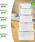 5 Pack Large Fridge Storage Containers With Removable Colander, Leakproof Design, Dishwasher And Microwave Safe, stacked sizes