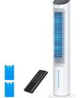 Evaporative Swamp Cooler Tower Fan Beast Mode Cooling, 40 Inch Standing Bladeless Cooler with remote and ice packs in white