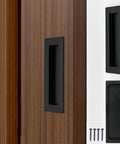 Matte Black Flush Sliding Closet Door Handles Set Of 2, Recessed Finger Pulls for Sliding Barn and Cabinet Doors in wood door setup.