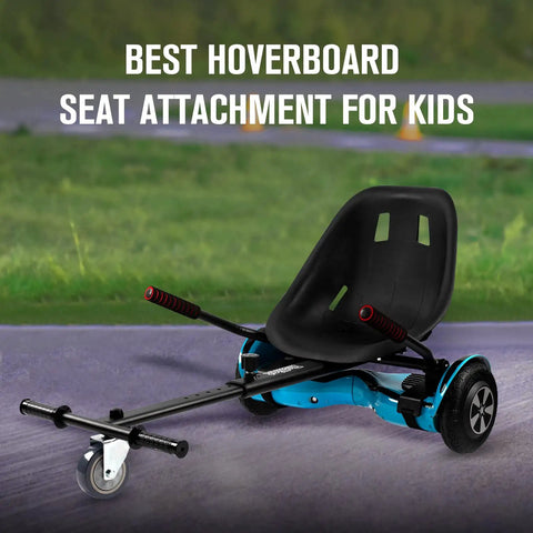 Hoverboard Seat Attachment For Kids And Grownups, Go Kart Attachment For Self Balancing Scooters, black adjustable frame outdoors
