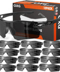 12 Pack ANSI Z87.1 Safety Glasses For Men And Women, Impact Resistant Protective Eyewear For Work Or Outdoor, Durable Gray Frames