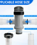Dual Split Hose Plunger Valve For Intex Above Ground Pools showing 1.25 in and 1.5 in hose fittings compatibility for DIY maintenance