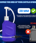 Premium Transmission Fluid Pump For Standard Quart Bottles with 28mm cap highlighted, blue background