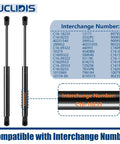 Beefy 10 Inch Gas Strut Lift Support Replacement showing compatibility interchange numbers C16-18233 and others.