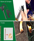 35 In 1 Survival Kit With First Aid Essentials showing flint stone, scraper, and fire tinder for camping.