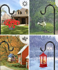 Heavy Duty 84 Inch Shepherds Hook For Outdoor Use With 7 Prong Base Sturdy Bird Feeder Pole For Hanging Lanterns Hummingbird Feeders