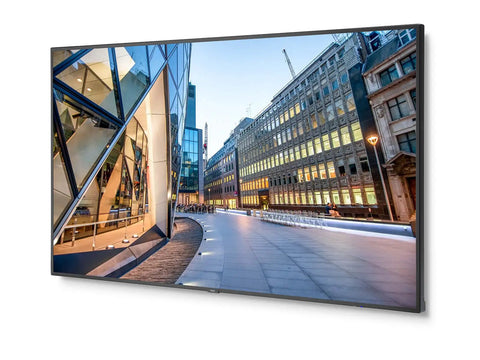 86 Inch 4K UHD Screen With Straight Fire HDR Clarity Built For Bold Digital Signage Displays And Modern Workspaces in urban setting.