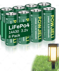 Eight-pack 14430 LiFePO4 rechargeable battery 3.2V 500mAh not AA size for solar garden lights toothbrushes shavers flashlights