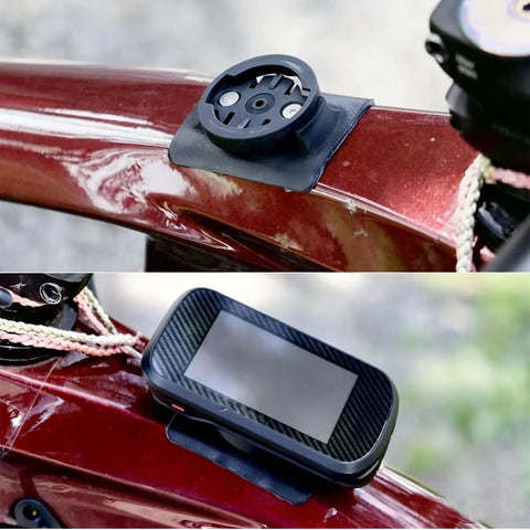 Top Tube Bike Computer Mount With Adhesive Backing And Anti Lost Lanyard Compatible With Garmin XOSS Blackbird iGPSPORT for road bike