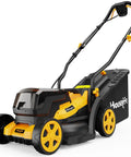 40V Cordless Lawn Mower That Plays Nice With 2x20V MAX Batteries, 14 Inch Cut, side view, yellow and black design, foldable handle
