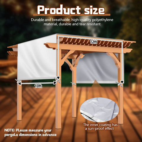 Universal Pergola Replacement Canopy Outdoor Shade Cover Waterproof Shade Top Cover For Patio Porch Backyard 12 X 10 Ft Beige