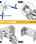 Heavy Duty Rotatable Dual Jaw Cage Nut Tool Kit With Ten M6 Silver Rack Screws Universal M4 Through M10 Quick Install Remover steps for easy use.