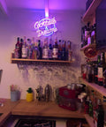 Real Glass Neon Light Sign For Home Bar And Pub Vibe, 17x14 Inch Wall Mount Neon Tube Sign above bar counter setup.