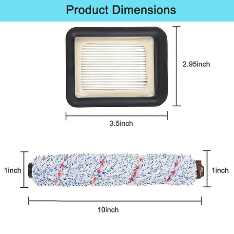 CrossWave Replacement Parts Kit 6 Pack For Vacuum Cleaner, Includes Multi Surface Brush Roll 1868 And Vacuum Filter 1866 dimensions
