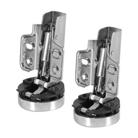 Soft Close Cupboard Hinge Set For Glass Cabinets And Wardrobes, Cold Rolled Steel, 2 Pack With Screws, close-up view