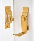 2 Pack 90 Degree Gold Flip Barn Door Lock With Easy Install Privacy Security Latch for Barn Doors and Sliding Doors shown on door