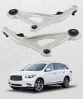 2 Piece Front Lower Control Arms For Nissan Pathfinder 2013 2020 Infiniti QX60 2014 2022 Infiniti JX35 2013 Direct Replacement To Restore Handling Stability And Road Feel And Beef Up Ride. Aluminum front lower control arms for Infiniti QX60 and Pathfinder