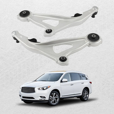 2 Piece Front Lower Control Arms For Nissan Pathfinder 2013 2020 Infiniti QX60 2014 2022 Infiniti JX35 2013 Direct Replacement To Restore Handling Stability And Road Feel And Beef Up Ride. Aluminum front lower control arms for Infiniti QX60 and Pathfinder