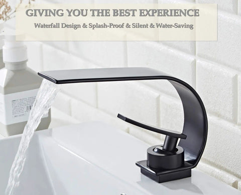 Matte Black Modern Bathroom Faucet With Low Arc Brass Ceramic Valve And Single Handle, Hot And Cold Water Mixer Taps For Vanity Sink