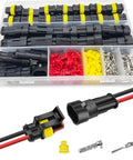 Waterproof 2 Pin Automotive Electrical Connectors Kit With Quick Disconnect Plugs, 25 Sets For 16 22 AWG Wires in case