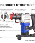 Heavy Duty 2200W Electric Hydraulic Crimper Boasting Automatic Cable Terminal Crimping Muscle with 360° rotating head.