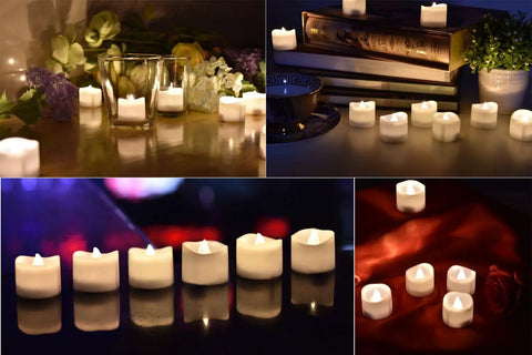 Flameless LED Tea Lights With Timer 6 Hours On 18 Hours Off Warm White 12 Pack Battery Included No Fuss Smoke Free Realistic Flicker Ideal For Decor And Ambience