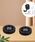 4 Piece Luggage Wheel Replacement Set With 360 Degree Swivel Quiet Glide And Hassle Free Installation For Suitcases And Travel Bags Black Plastic Wheels For Durable Smooth Roll And Quiet Travel, two black wheels and hardware