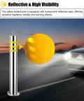 Tough As Nails 304 Stainless Steel Safety Bollard Post Concrete Floor Mounted Barrier Pole With Complete Install Kit Beater Proof Access Control Guard For Driveway And Parking Protection with reflective tape for visibility.