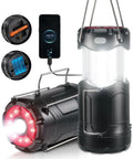 Two Pack Collapsible LED Camping Lanterns USB-C Rechargeable And Battery Powered 2-In-1 Emergency Light With Flashlight And Magnetic Base For Power Outages Hurricane Prep Survival Kits Black