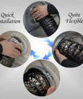 Hands demonstrating quick installation of 4 Inch Dryer Vent Hose 10 Feet Flexible PVC Duct For HVAC Ventilation Built Tough Three Layer Aluminum Foil Construction Fire Resistant Safe To Use Durable Air Duct With Two Hose Clamps