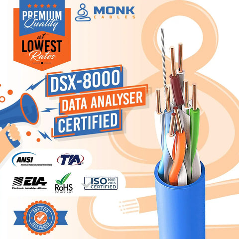 Cat6 Plenum Ethernet Cable 1000ft Pro Grade Pure Copper UTP 23 AWG 550 MHz DSX 8000 Certified with quality certifications
