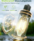Shatterproof glass lampshade showcasing reliability with waterproof design, featuring LED light inside, outdoors.