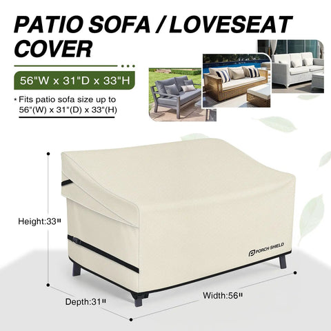 Waterproof Outdoor Bench Sofa Cover For 2 Seater Patio Loveseat Fits 56W 31D 33H Beige Built To Last All Weather Fadeproof Shield