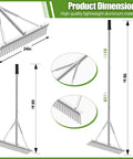 Aluminum Maintenance Rake With 24 Inch Head And 66 To 98 Inch Adjustable Handle Ideal For Baseball Field Garden Lawn And Landscape Cleanup, Rustproof and Lightweight
