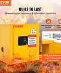 Flammable Storage Cabinet Galvanized Steel With Double Wall Construction 17 By 17 By 18 Inches Adjustable Shelves Rugged No Nonsense Storage For Shop Industrial And Home Use, front view with safety labels.
