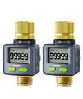 Brass Inlet And Outlet Water Flow Meter With 180 Degree Screen Flip For Easy RV Fillups Gallons Or Liters Measurement Pack of 2