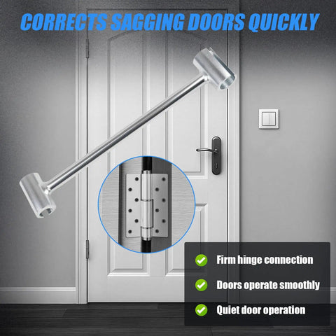 Heavy Duty 14 To 19 Mm Flag Hinge Adjustment Tool For Doors DIY Friendly Gap Fitting Wrench displayed against a door.