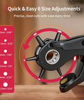 Beefy Rotary Leather Hole Punch Kit showing six adjustable hole sizes from 2mm to 4.5mm, ideal for belts and leatherwork.