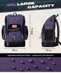 35L Waterproof Swim Backpack With Separate Shoes Compartment, Gym And Beach Ready Swim Bag For Men And Women, side and front view, purple