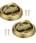 Recessed Round Flush Door Handles Set 2 Pieces Stainless Steel Hidden Embedded Pulls for Doors and Furniture, brass finish with screws