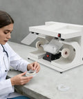 Heavy Duty Dual Head Bench Grinder With Adjustable Dust Guards Rock Solid 3000 RPM Variable Speed Buffing Machine used by a technician.