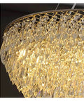 Close-up of crystal details on Modern LED Pendant Chandelier for Living Room and Dining Room with Remote Dimming, Diameter 100 cm
