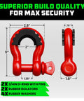 2 Pack D Ring Shackles Heavy Duty Three Quarter Inch Clevis Shackle With Seven Eighths Inch Pin 41,850 Lb Break Strength