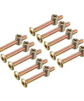 M6x50mm Hex Furniture Bolt And Barrel Nut Set For Wood Cabinet Assembly, Heavy Duty Carbon Steel With Zinc Plating, 10 bolts