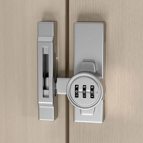 Keyless 3 Digit Combination Gate Latch For Barn Doors And Cabinets Mechanical Password Lock For Privacy Easy Flip Latch installed