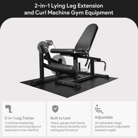 2 In 1 Leg Extension And Curl Machine for Home Gym full leg day trainer, black steel frame, adjustable design, quads and hamstrings