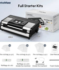 High Power Auto Vacuum Sealer With 95KPa Vacuum No Fuss Dry Wet Detection Built In Bag Cutter Includes Two Rolls Of Bags