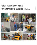 High Performance Portable Mortar Sprayer Machine For Automatic Wall Rendering And Stucco Plastering Works Cement Equipment For Construction Industry Applications, shown in various job sites.