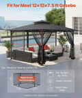 Gazebo Netting Replacement For Most 11.5 Ft Square Or Rectangular Gazebos With 4 Panel Mesh Sidewalls And Double Zipper Outdoor Garden Midge Netting Canopy Screen To Keep Bugs Out shown on patio