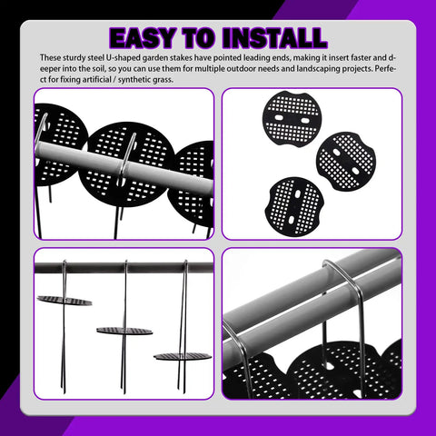 U-Shaped Landscape Stakes and Plastic Fixing Gasket Kit installation process